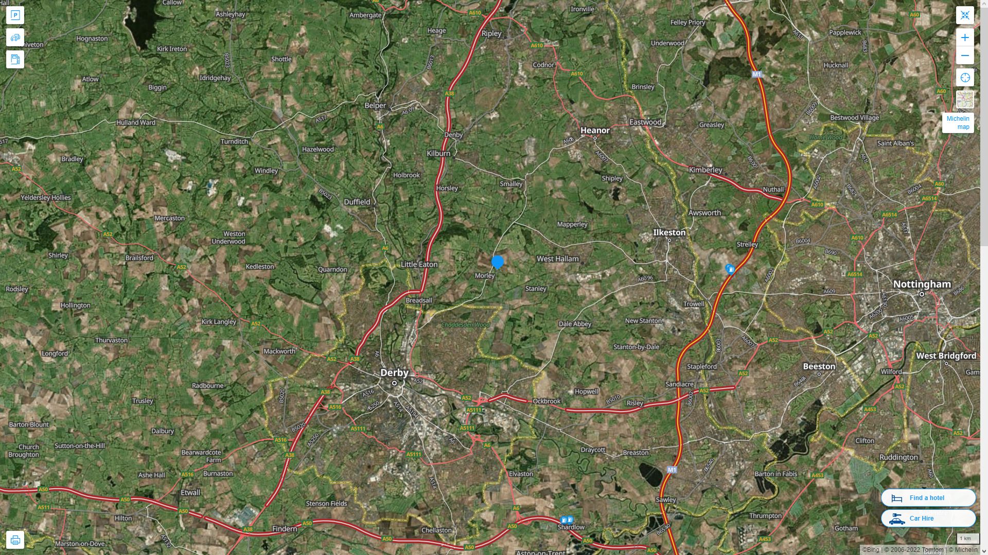 Morley Royaume Uni Autoroute et carte routiere avec vue satellite